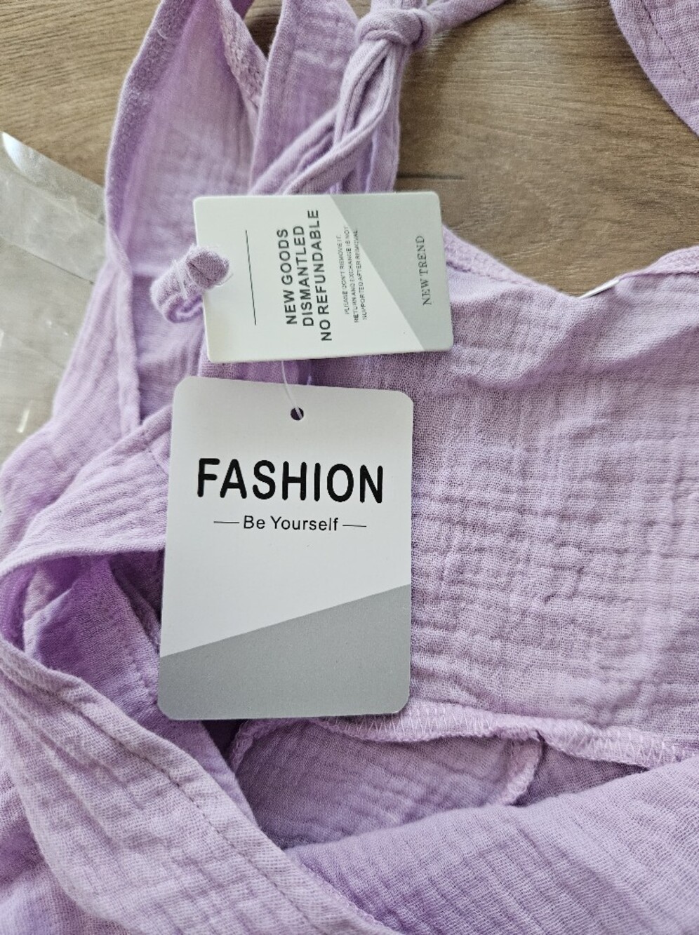 Lilac Crinkle Tank Mini Dress Size L - Picture 8 of 12